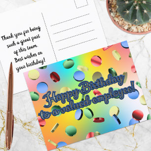 Carte Postale Joyeux Anniversaire À Un Employé Préféré