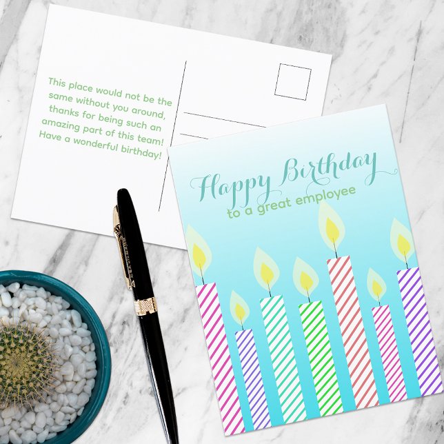 Carte Postale Joyeux Anniversaire à un Excellent Employé Bougies (Créateur téléchargé)