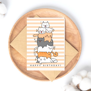 Carte Postale Joyeux Anniversaire à un Tas de Chats Mignons