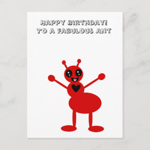 Carte Postale Joyeux anniversaire à une fabuleuse fourmi