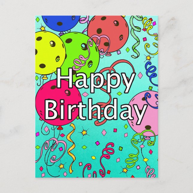 Carte Postale Joyeux Anniversaire à votre joueur de Pickleball f (Devant)