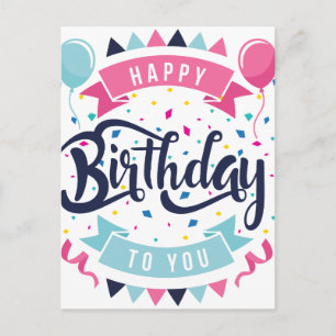 Carte Postale Joyeux anniversaire à vous confetti et le bunt
