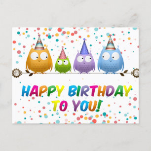 Carte Postale Joyeux Anniversaire à Vous de Hoot Owls