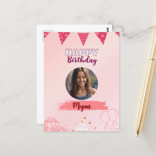 Carte Postale Joyeux Anniversaire Adolescente Douce Fille 