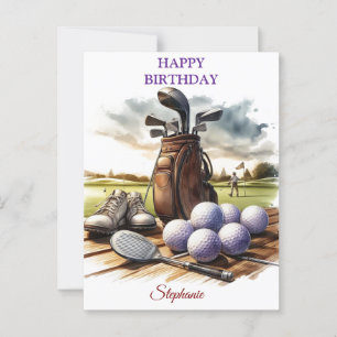 Carte Postale Joyeux Anniversaire Amateurs de Balles de Golf Drô