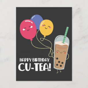 Carte Postale Joyeux anniversaire Ami Cute Bubble Tea Celebratio