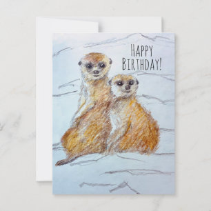 Carte Postale Joyeux Anniversaire Animaux Sauvages Suricates 