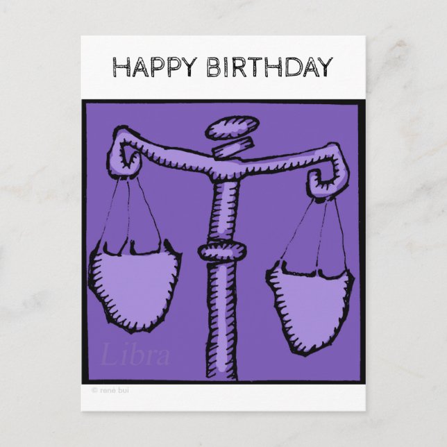 Carte Postale Joyeux anniversaire Astrologie Zodiac Libra Sign V (Devant)