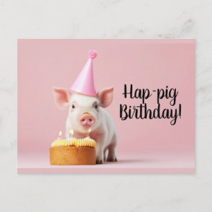 Carte Postale Joyeux anniversaire au cochon !