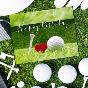Carte Postale Joyeux anniversaire au golfeur avec amour et balle