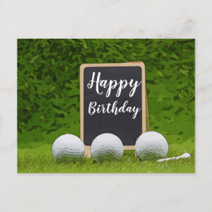 Carte Postale Joyeux anniversaire au golfeur avec une balle de g