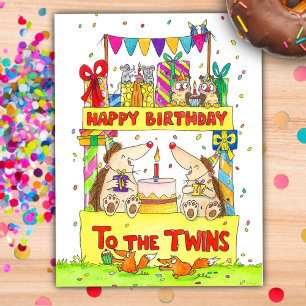 Carte Postale Joyeux anniversaire aux jumeaux