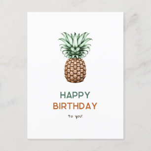 Carte Postale Joyeux anniversaire avec ananas rétro vintage