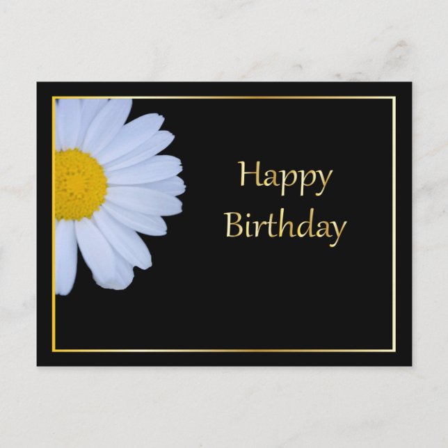 Carte Postale Joyeux anniversaire avec Fleur blanche et Bkgrd no (Devant)