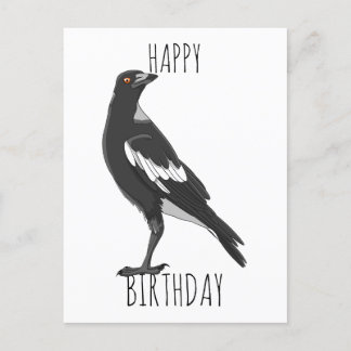 Carte postale Joyeux Anniversaire avec Magpie aust