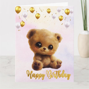 Carte postale "Joyeux Anniversaire" avec un ours e