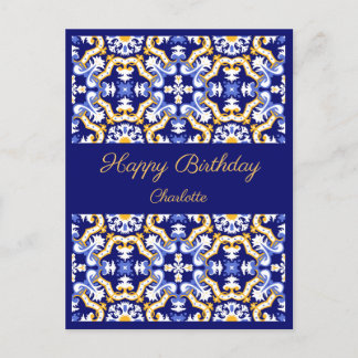 Carte Postale Joyeux Anniversaire Azulejos bleus personnalisable