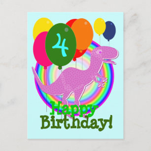 Carte postale Joyeux Anniversaire Ballon 4 T-Rex V
