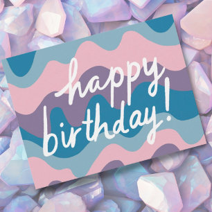 Carte Postale Joyeux Anniversaire Bandes ondulées colorées groov