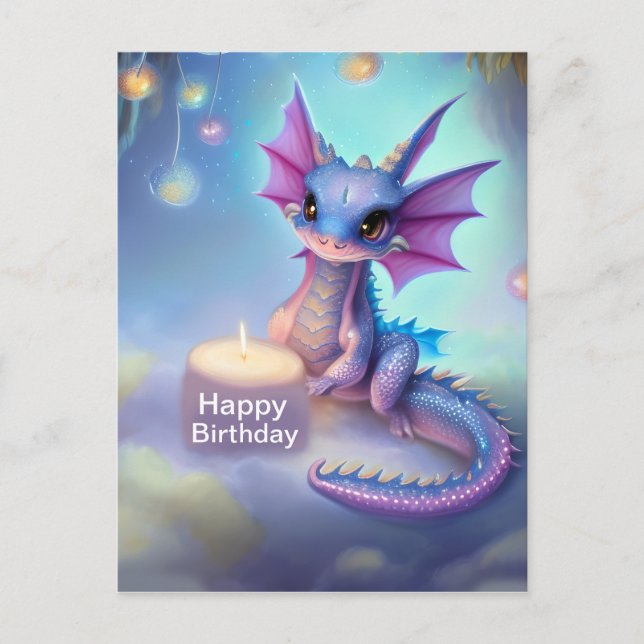 Carte Postale Joyeux Anniversaire Bébé Dragon (Devant)