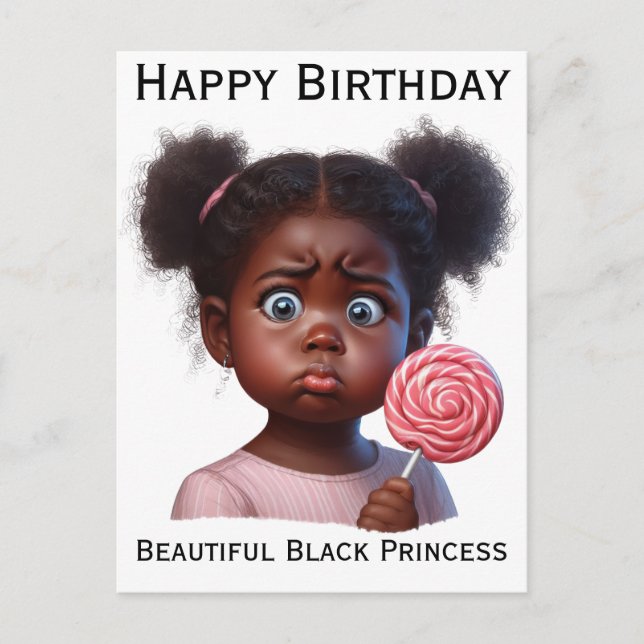 Carte Postale Joyeux anniversaire, belle fille, princesse noire (Devant)