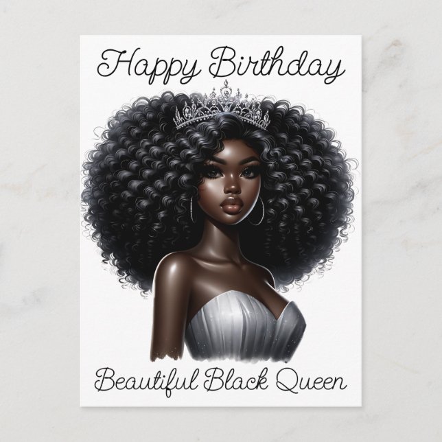Carte Postale Joyeux anniversaire belle reine noire sœur mélanin (Devant)