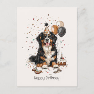 Carte Postale Joyeux anniversaire Bernese Mountain Dog