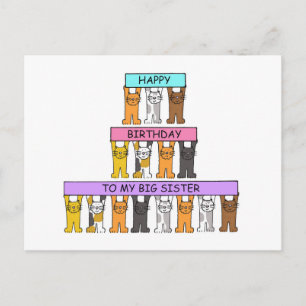 Carte Postale Joyeux anniversaire Big Soeur Cartoon Chats