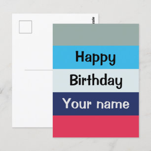 Carte Postale Joyeux Anniversaire Bleu Et Bourgogne
