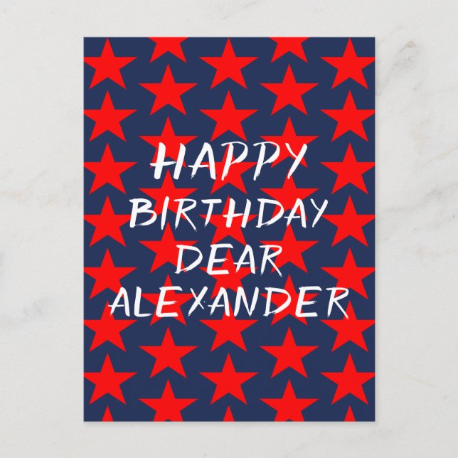 Carte Postale Joyeux Anniversaire Bleu Et Rouge  (Devant)