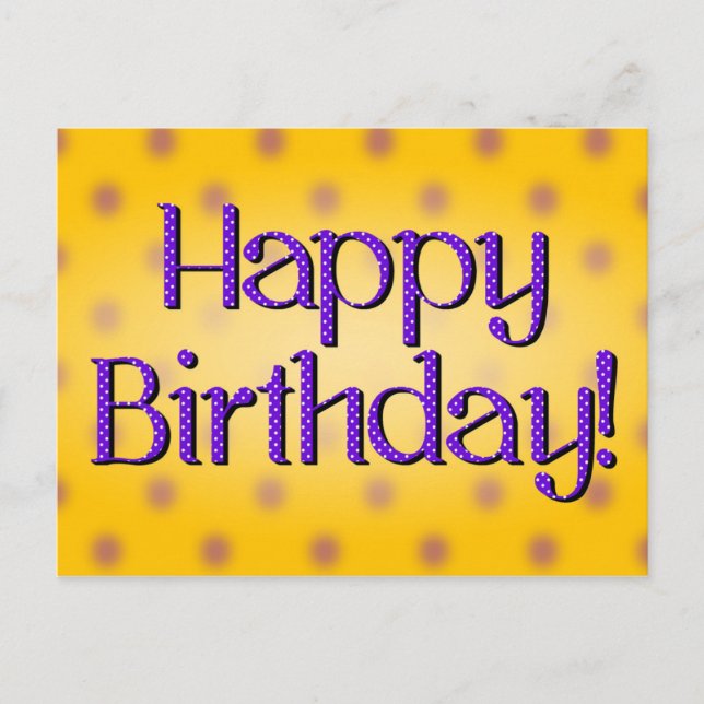 Carte Postale Joyeux Anniversaire Bleu Polka Point Texte Bkgrd J (Devant)