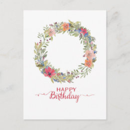 Carte Postale Joyeux anniversaire Blumenkranz Aquarell