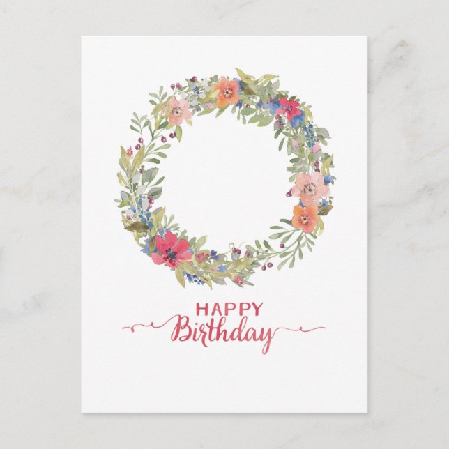 Carte Postale Joyeux anniversaire Blumenkranz Aquarell (Devant)