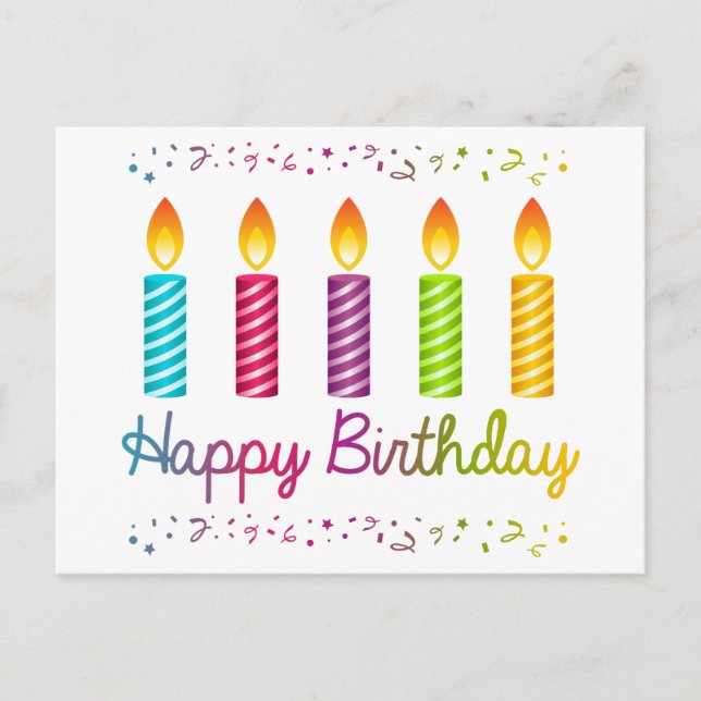 Carte Postale Joyeux Anniversaire Bougies colorées (Devant)