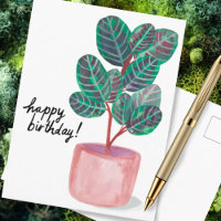 Joyeux Anniversaire Calathea Prayer Plant Aquarell