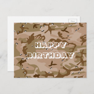 Carte Postale Joyeux Anniversaire Camouflage Désert Brown Abstra