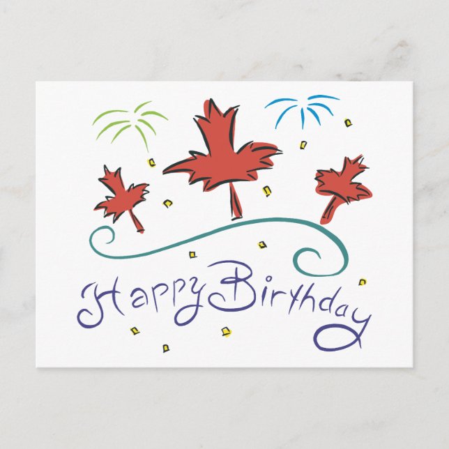 Carte Postale Joyeux anniversaire Canada (Devant)