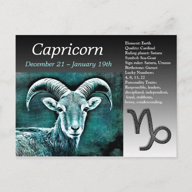 Carte Postale Joyeux Anniversaire Capricorne Horoscope Zodiaque (Devant)