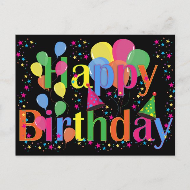 Carte Postale Joyeux Anniversaire, célébration festive d'anniver (Devant)