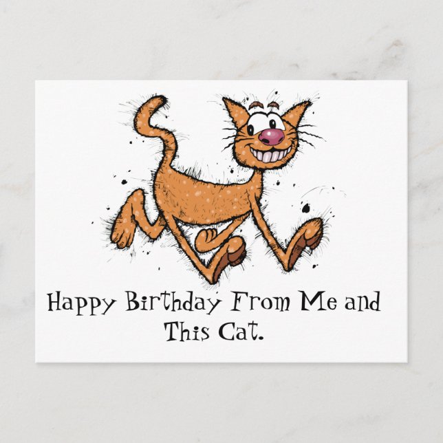 Carte Postale Joyeux Anniversaire Chat (Devant)