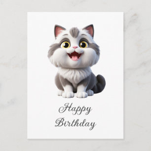 Carte Postale Joyeux Anniversaire Chat Mignon Drôle