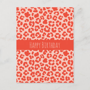 Carte Postale Joyeux Anniversaire Cheetah Imprimer Motif Rouge C