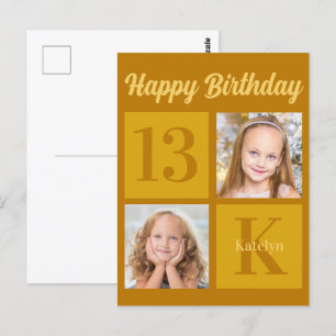 Carte Postale Joyeux Anniversaire Chic Or 2 Photo Personnalisé