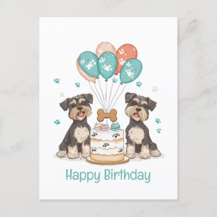 Carte Postale Joyeux Anniversaire Chiens Schnauzer