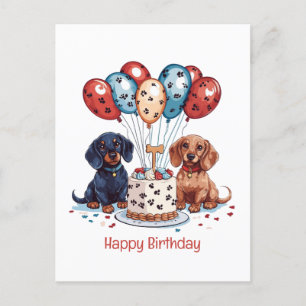 Carte Postale Joyeux Anniversaire Chiens Teckel