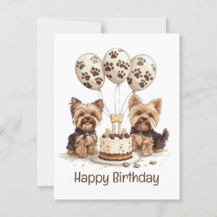 Carte Postale Joyeux Anniversaire Chiens Yorkshires