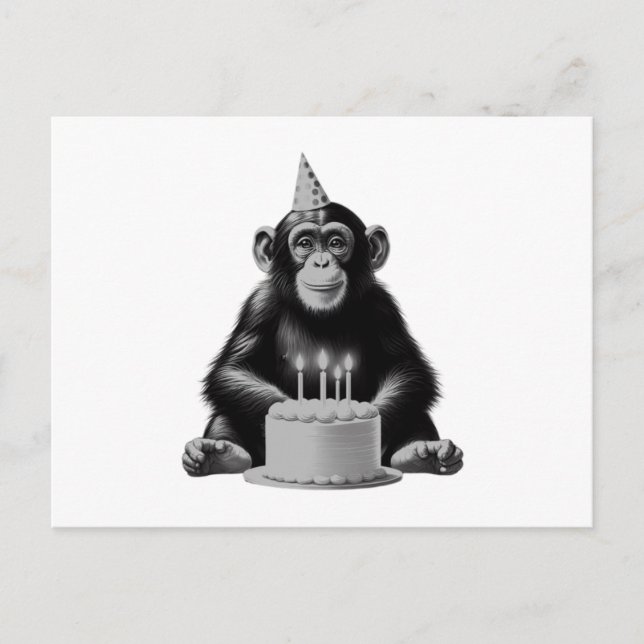 Carte Postale Joyeux Anniversaire Chimpanzé (Devant)