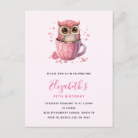 Joyeux Anniversaire Chouette Rose dans une Tasse