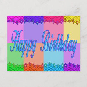 Carte Postale Joyeux anniversaire coloré
