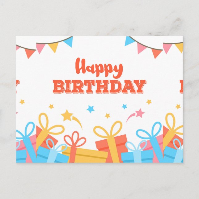 Carte Postale Joyeux Anniversaire Coloré Amusant (Devant)